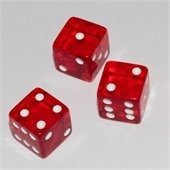 three red dice being rolled