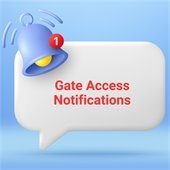 talk bubble that reads "abdi gate access notifications"