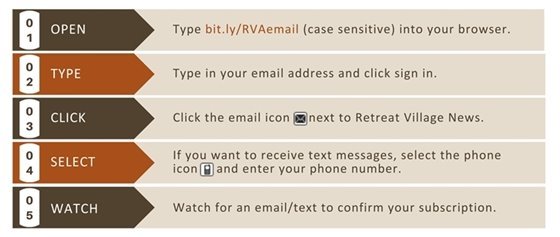 REtreat Email sign up instructions