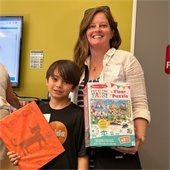 mom and son volunteering