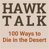 Tan box with hawk talk written