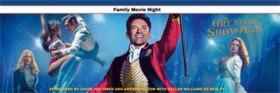 Family movie night image with greatest showman