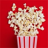 POPCORN ON RED BACKGROUND