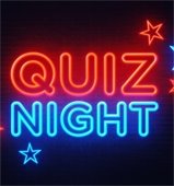 red and blue sign with text Quiz Night