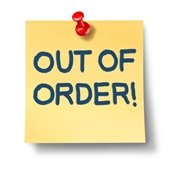 out of service on sticky note