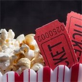 popcorn and movie tickets