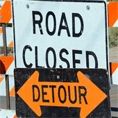 Road Closed and Detour signs