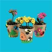 Flowers in decorated flower pots